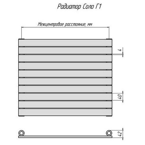 Стальной трубчатый радиатор отопления КЗТО Соло Г 1-1000-19
