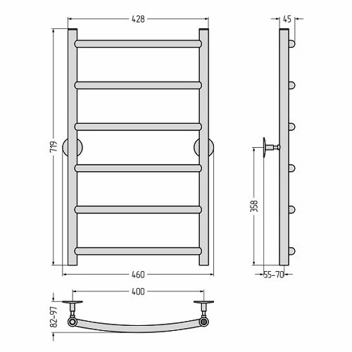 Водяной полотенцесушитель Стилье Универсал-50 800х400 (6) Г 21 (Без покрытия) Водяной полотенцесушитель Стилье Универсал-50 800х400 (6) Г 21 (Без покрытия)