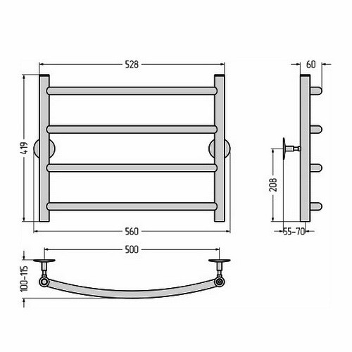 Водяной полотенцесушитель Стилье Универсал-50 500х500 (4) Г 21 (Без покрытия) Водяной полотенцесушитель Стилье Универсал-50 500х500 (4) Г 21 (Без покрытия)